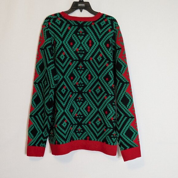 JOLLY SWEATER Red/Green Pullover Christmas Holiday Sweater; Llama; Size Men L - Picture 3 of 5